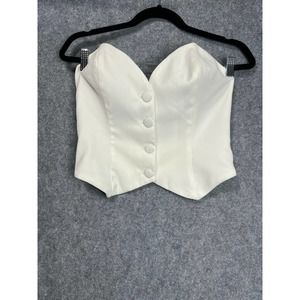 Revolve Top Women Small White Sweetheart Neck Line Corset Button Detailed